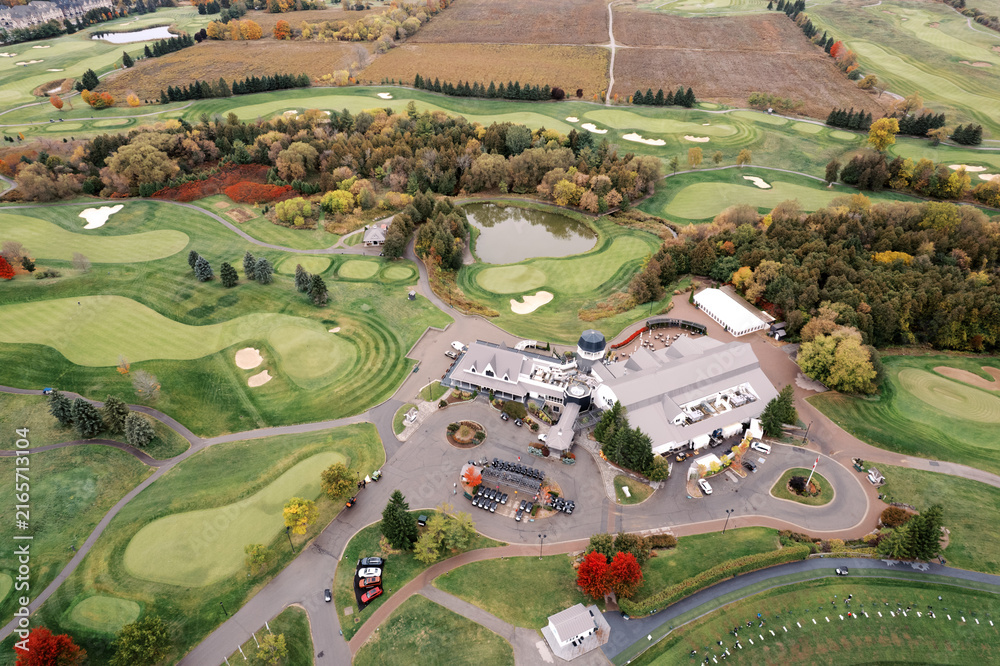 Obraz premium Aerial view of Angus Glen Golf Club in Markham Ontario