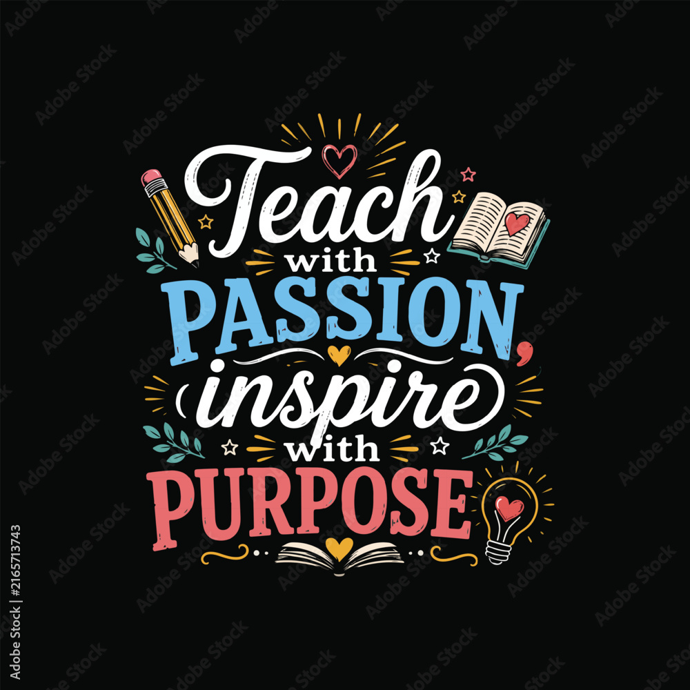 Obraz premium Floral ornament with educational quote and school supplies vector illustration