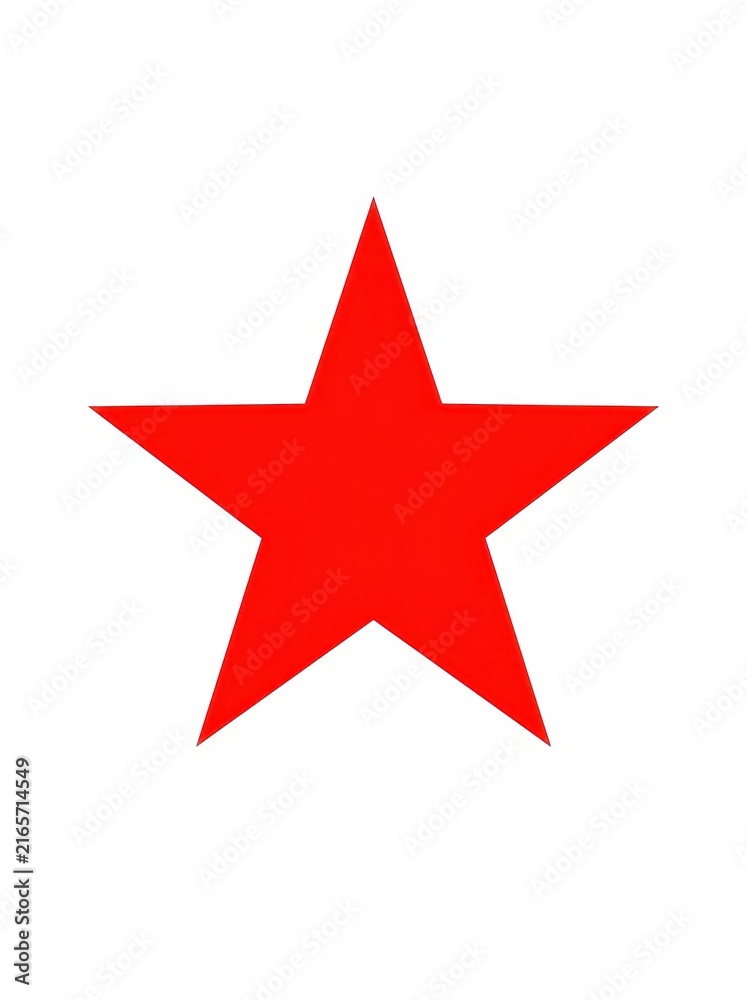 Fototapeta premium Red Five-Pointed Star Icon Isolated on White Background, Simple Graphic Element for Design and Decoration