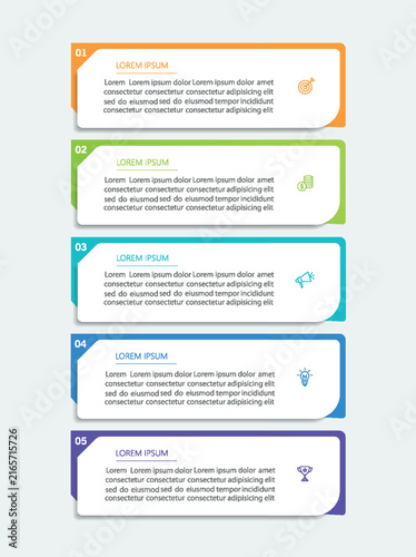 Business infographic template with 5 options, steps, process chart	