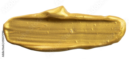 Golden paint brush stroke smear on transparent background