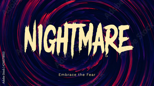 Halloween horror nightmare text with eerie glowing red swirls and spooky typography design