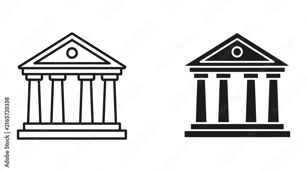 Fototapeta premium Classical building with pillars vector icon isolated on transparent background