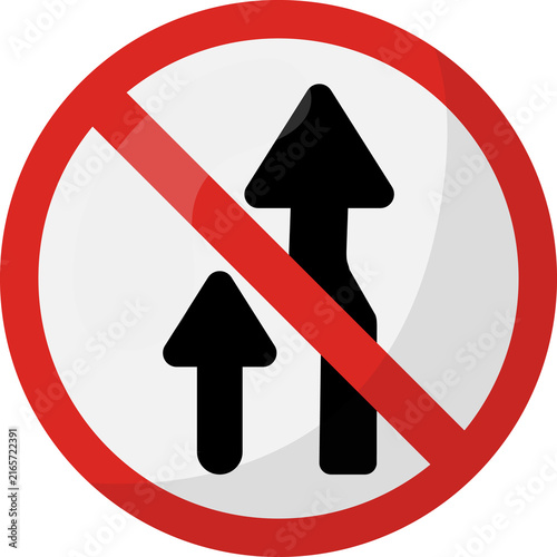 No Overtaking Traffic Road Sign
