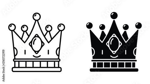 Obraz na plátně Royal crown with gemstone jewel isolated on transparent background vector icon d