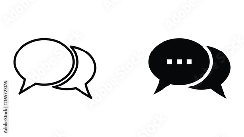 Foto Speech bubbles communication icons in outline and filled style on transparent ba