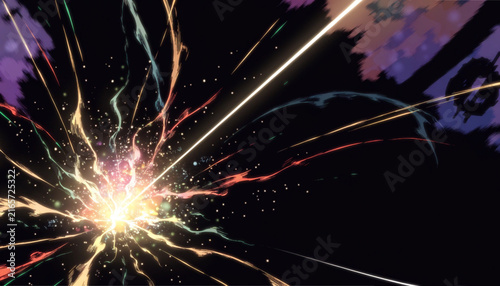 Dynamic Rainbow Speed Lines and Swirl Background in Anime Style