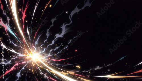 Dynamic Rainbow Speed Lines and Swirl Background in Anime Style