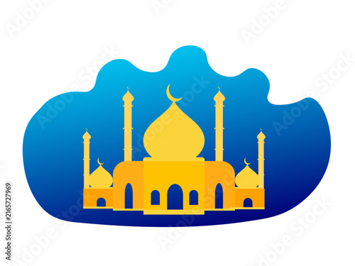 Elegant Islamic Mosque Vector Illustration with Ornate Architecture and Spiritual Design Elements