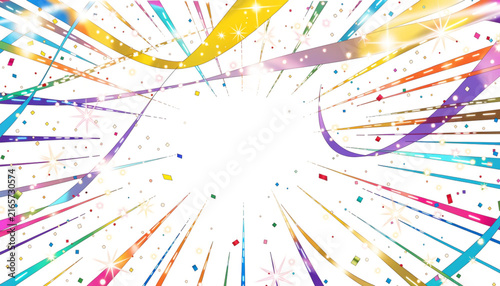 Festive Celebration Background with Colorful Confetti and Ribbons