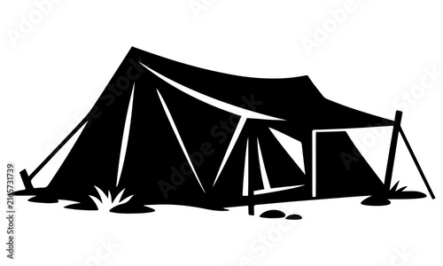 Camping Tent Vector, Camping Tent Silhouette Vector Outdoor Camp Equipment, Flat Camping Tent Vector Icon Outdoor Recreation