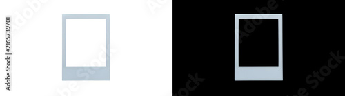 Blue polaroid photo frame blank mockup with instant camera style border for scrapbook design projects in PNG, Transparent and Black Background Versions