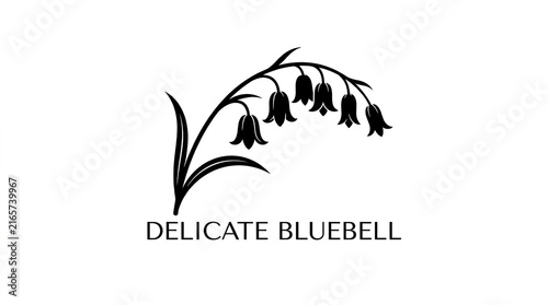 Black and white bluebell flower icon design