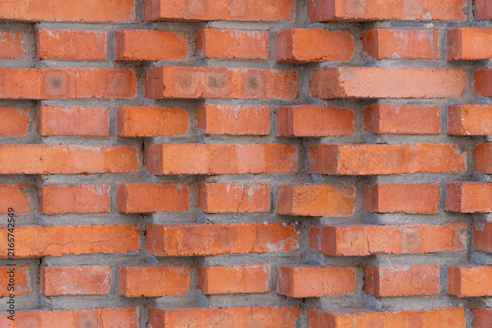 Fototapeta premium Weathered Orange Brick Wall Texture