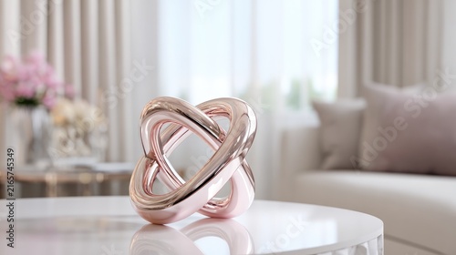 modern chrome abstract sculpture in a luxurious living room