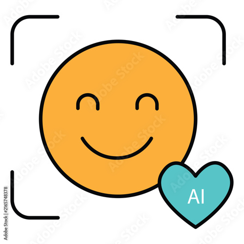 Emotion AI Vector Icon Showing Digital Emotion Recognition