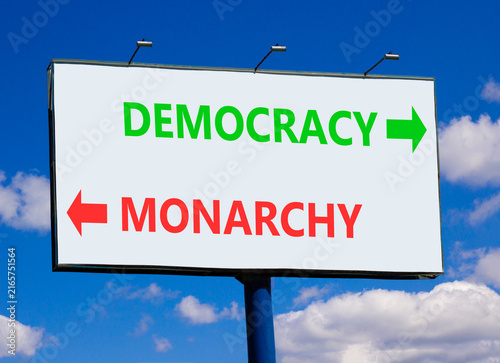 Картината върху платно Democracy or monarchy words symbol
