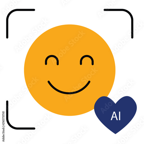 Emotion AI Vector Icon For Intelligent Sentiment Analysis