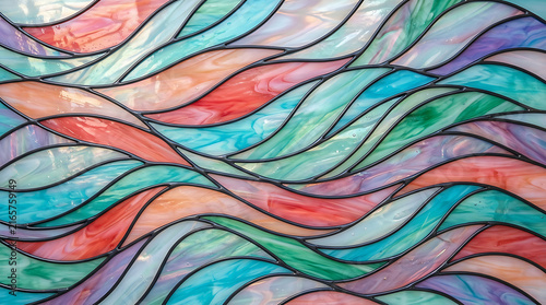 Abstract watercolor painting with colorful wavy lines and soft artistic textures