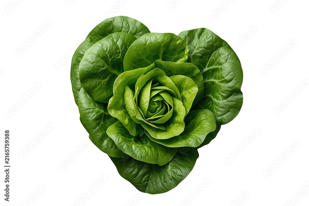 Obraz premium Whole green lettuce head viewed from above