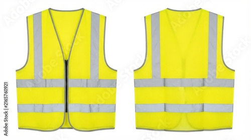 Front and back view of yellow safety reflective vest