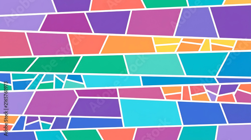 Colorful mosaic pattern with various geometric rectangular shapes in bright vibrant colors