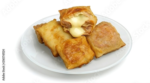 Golden Fried Savory Pockets with Melted Cheese and Meat Filling