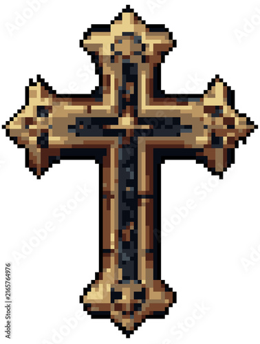 Pixel art wooden cross