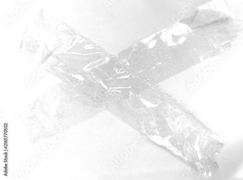 Transparent plastic wrap effect overlay.Plastic sheet overlay on transparent background for realistic packaging texture design.