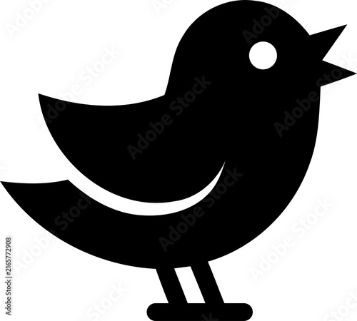Obraz na płótnie Small bird silhouette singing during daytime with simple outline isolated on tra