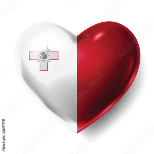Bild auf Leinwand MALTA Flag Heart Shape Vector, Love MALTA National Symbol Design