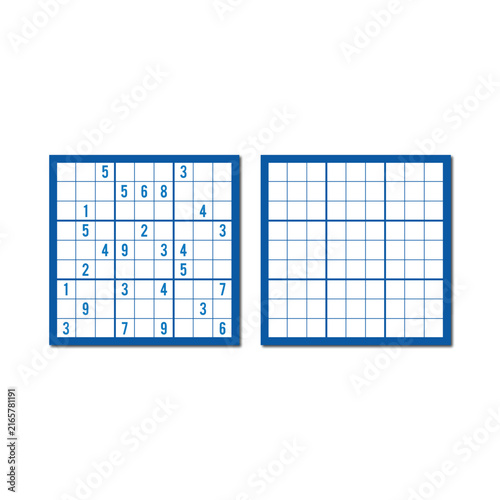 Sudoku Puzzle Grid on White and Transparent Background, Vector Illustration