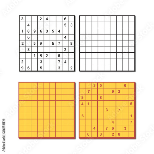 Sudoku Puzzle Grid on White and Transparent Background, Vector Illustration