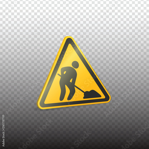 road side construction caution vector on transparent background