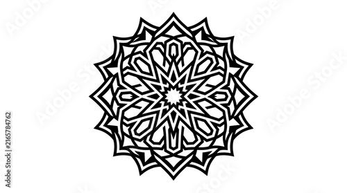 Symmetrical geometric star mandala pattern.
