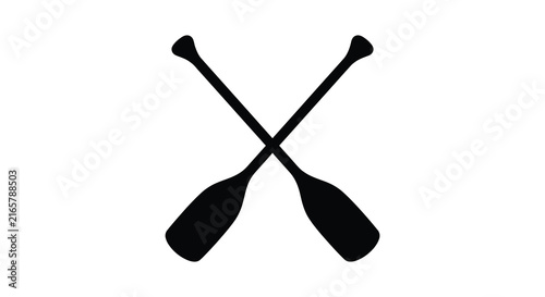 Crossed paddles form a dark silhouette against a white background
