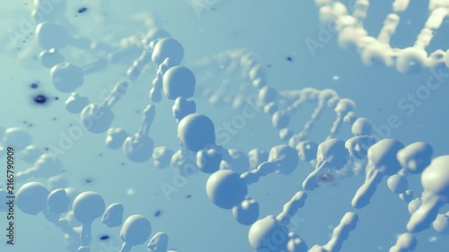 DNA is destroyed by viruses. Nerve Cell Structure with DNA Background - Scientific 3D Motion Graphic