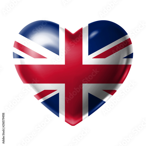Quadro su tela UNITED KINGDOM Flag Heart Shape PNG, Love UNITED KINGDOM National Symbol Design