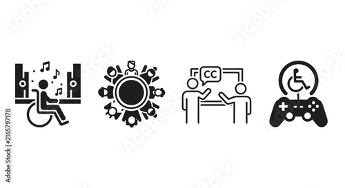Community inclusion and accessibility support icons for different abilities.