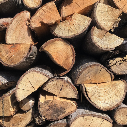 Stack of Chopped Firewood Logs