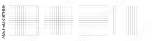 Obraz na płótnie Grid and line pattern collection with square mesh, horizontal and vertical paral