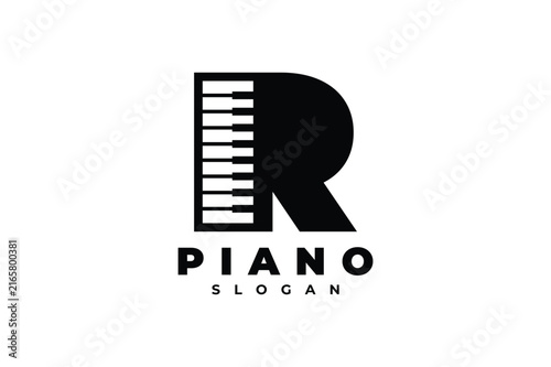 Letter R piano logo