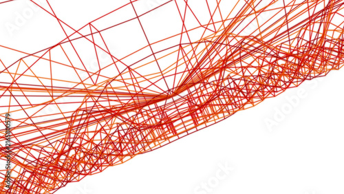 Canvastavla Intricate red and orange mesh structure creating an organic flow pattern on a re