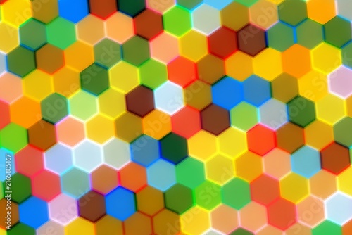 Colorful hexagon pattern with bright shades and geometric design