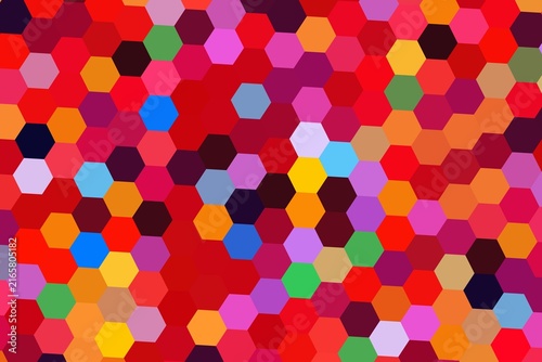 Colorful hexagon shapes pattern with bright vibrant colors