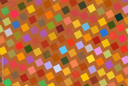 Colorful pixelated mosaic with various squares and shades