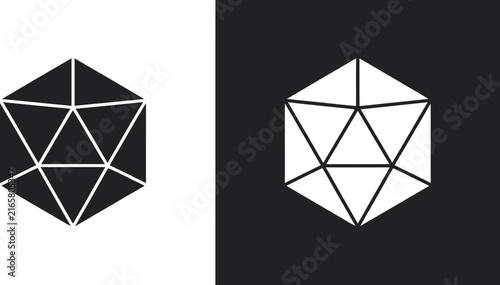 Obraz na plátne Dice d20 icons featuring twenty-sided gaming dice in flat vector style with blac