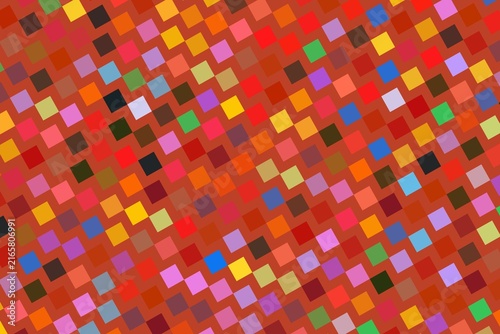 Obraz na plátne Colorful pixelated abstract digital art with red background