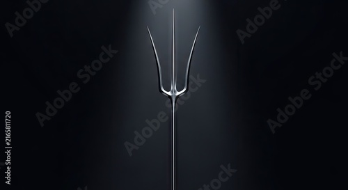 Elegant silver trident on a dark background.