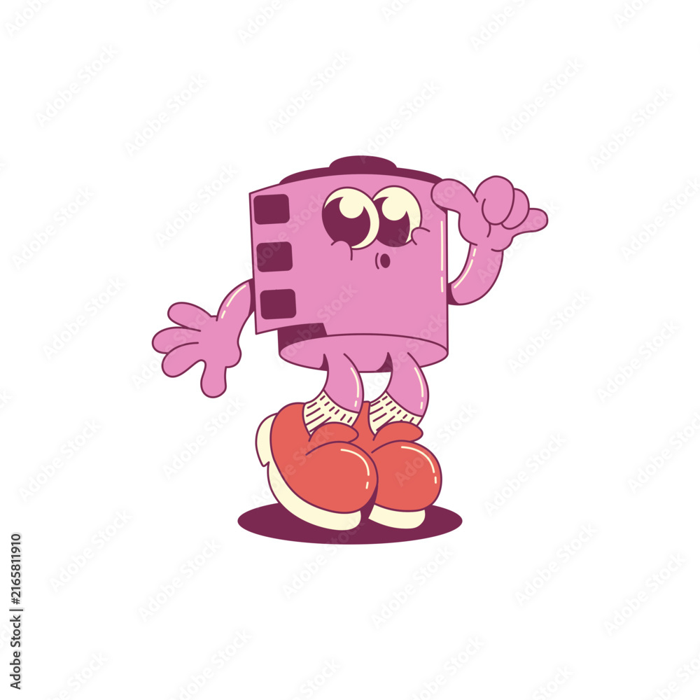 Fototapeta premium Cute Cartoon groovy video old Vector illustration